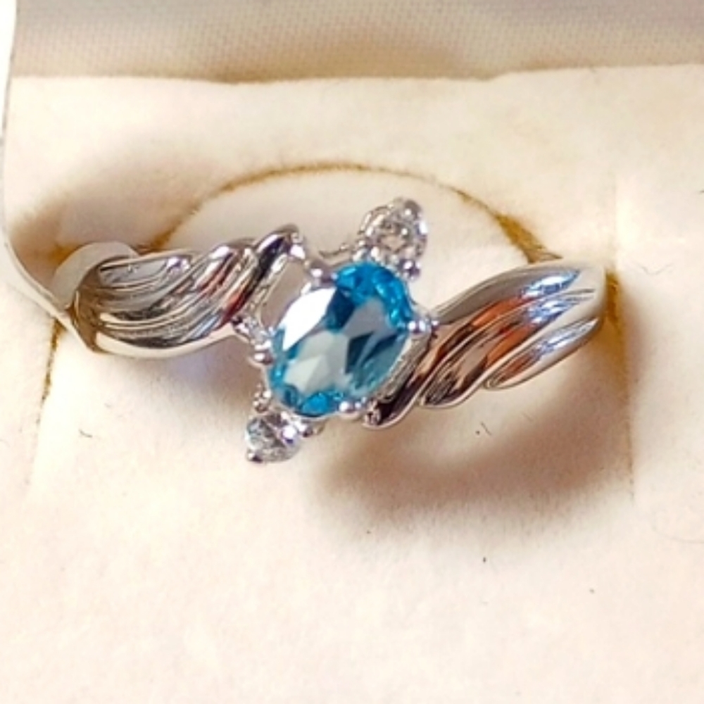 Baby Blue Topaz/cz Ring